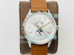 JL Factory Jaeger-LeCoultre Master Calendar Silver Dial Brown Leather Strap Watch